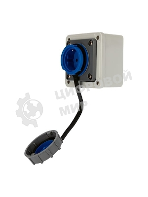 Розетка настенная Rexant влагозащищенная с крышкой 16 А, 2Р+РЕ, IP68