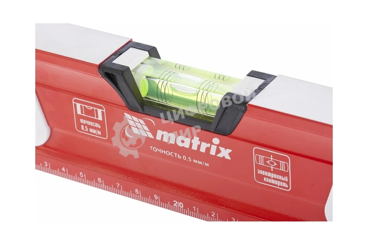 Уровень алюминиевый Matrix, магнит фрезеров 3 глазка 2 комп, рукоятки, 1000 мм