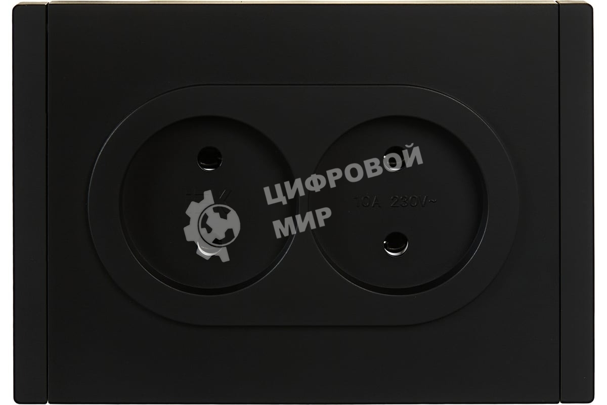 Розетка 2-м СП FORTE&PIANO FP126 10А без заземл. без защ. шторок безвинт. крепл. черный IEK FP-R20-10-1-K02