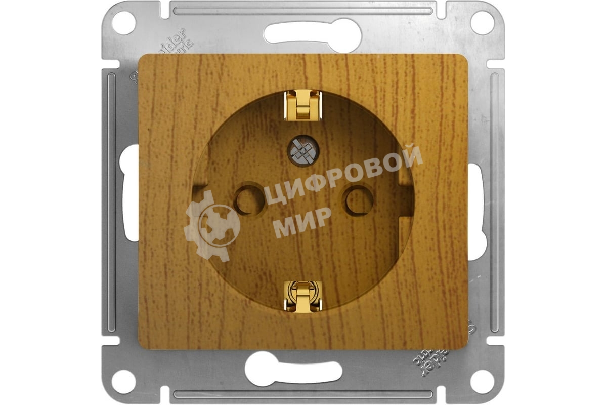 Механизм розетки 1-м СП Glossa 16А защ. шторки с заземл. дер. дуб SchE GSL000545