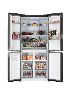 Холодильник Zugel ZRCD430B черный трехкамерный 288/129л морозилка снизу, No Frost, Side by Side