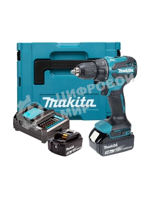 Дрель-шуруповерт Makita DHP490F003, 18 В, 3 Ач, 50 Нм, бесщеточный, ударный