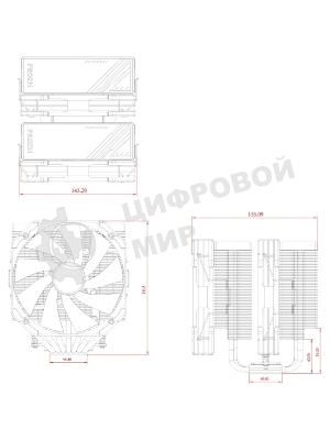 Устройство охлаждения(кулер) ID-Cooling Frozn A720 черный 140мм алюминий+медь 2000rpm 33.5db 4-pin 300W 163мм