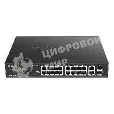Коммутатор D-Link DES-1018MPV2/A1A, 16×100 Мбит/с + 2×1 Гбит/с Combo, неуправляемый