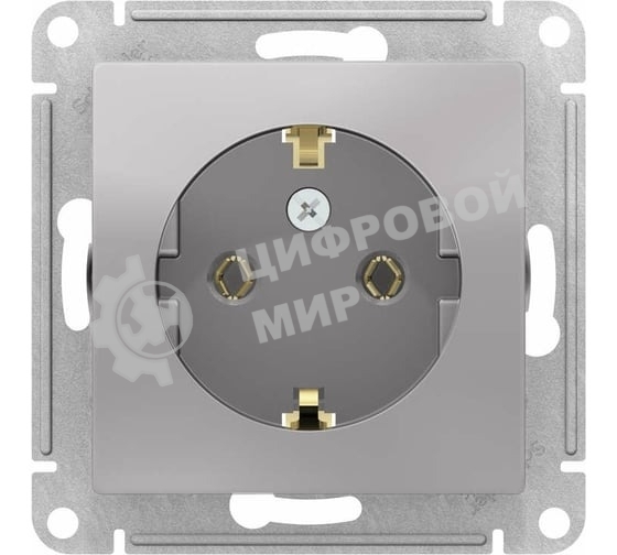 Механизм розетки 1-м СП AtlasDesign с заземл. 16А алюм. SchE ATN000343