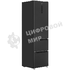 Холодильник Zugel ZRFD200B черный трехкамерный 197/85л морозилка снизу, No Frost