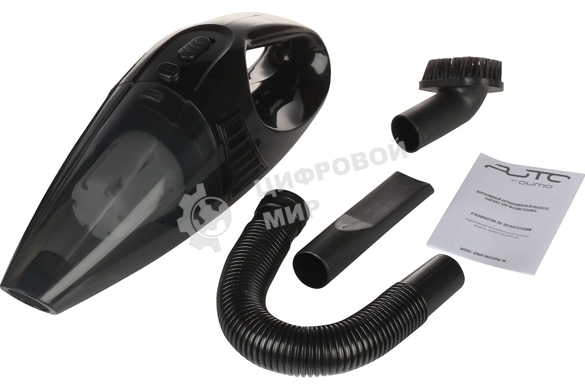 Пылесос автомобильный QUMO VaccoPM 3B черный, 85/100 Вт, уборка сухая, пылесборник контейнер 0.4 л