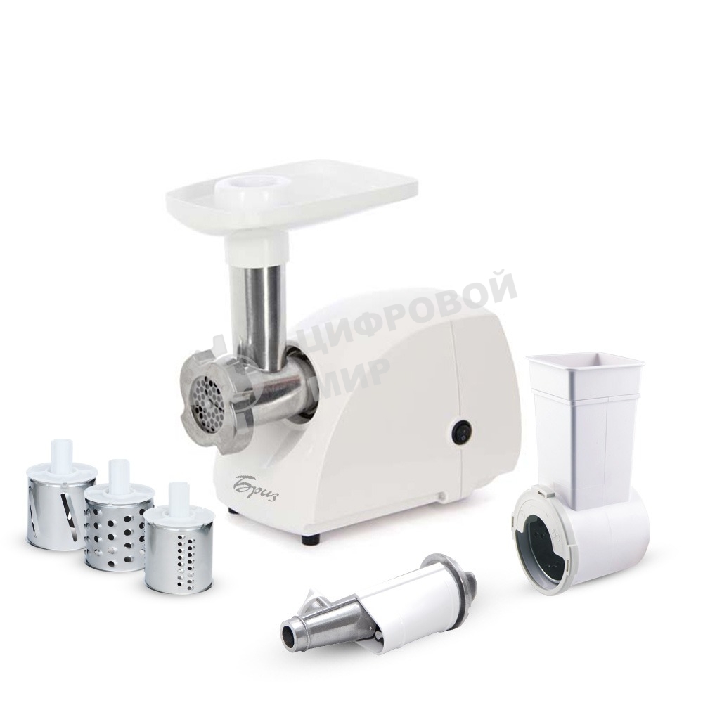 Мясорубка электрическая Аксион Бриз М12.22 белый, 600 Вт, 0.67 кг/мин, защита от перегрузки, насадки - 5