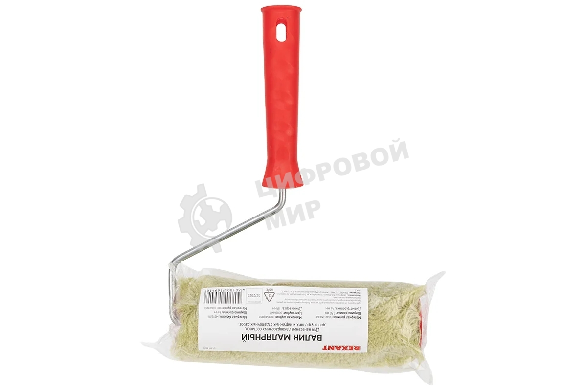 Валик Rexant полиакрил зеленый, ворс 18 мм, ширина ролика 180 мм, Ø 42 мм, бюгель 6мм, d 42 мм