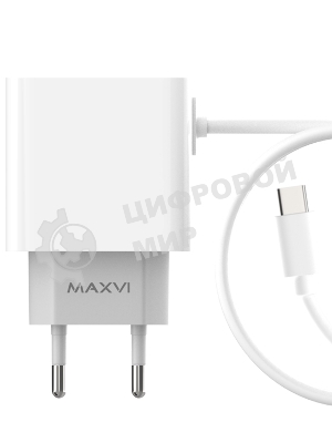 Сетевое зарядное устройство Maxvi CHL-240T 2.4A, with Type-C cable, белый