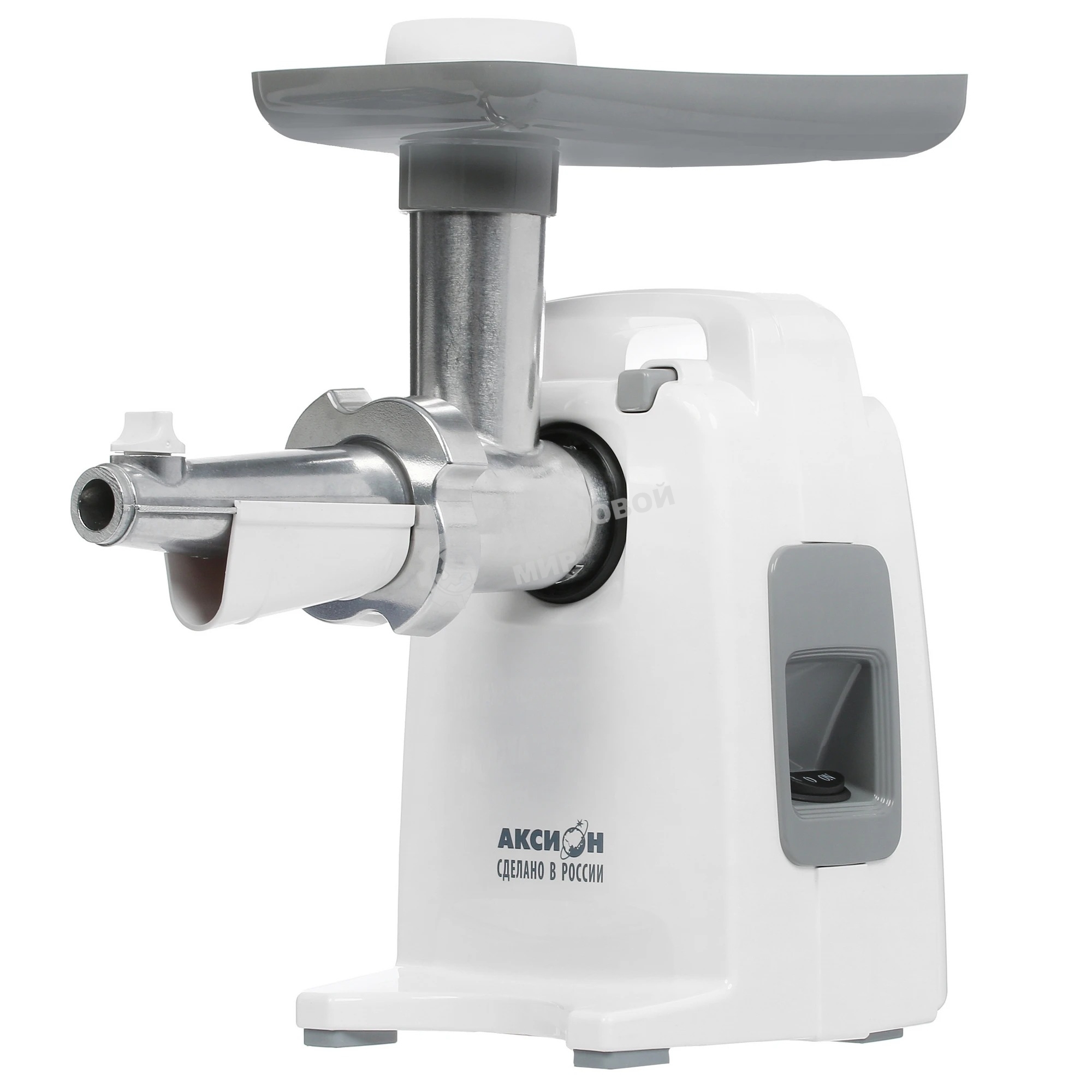 Мясорубка электрическая Аксион М321.04 белый, 1500 Вт, 1.7 кг/мин, реверс, защита от перегрузки, насадки - 4