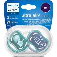 Пустышка Philips Avent ultra air, слоники/HELLO, 18+ мес., 2 шт.