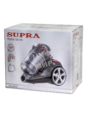 Пылесос SUPRA VCS-2525 серый/красный, 420/2450 Вт, уборка сухая, пылесборник контейнер 3.5 л