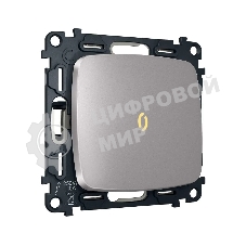 Комплект механизма 1-кл выключателя с самовозвратом с подсветкой 3200K OMEGA Сталь матовый QUANT (OP5020, VM113, G11Y) MO502050