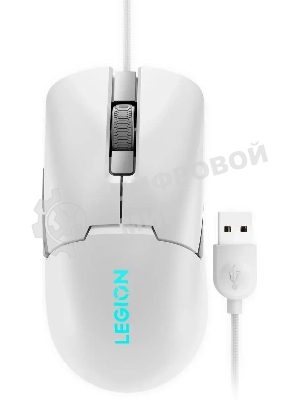 Мышь проводная Lenovo Legion M300s белый, 8000 dpi, USB, кнопки - 6
