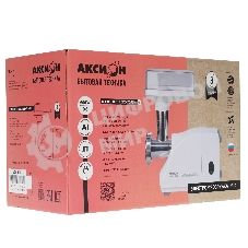 Мясорубка электрическая Аксион М14.02 белый, 600 Вт, 0.7 кг/мин, насадки - 6