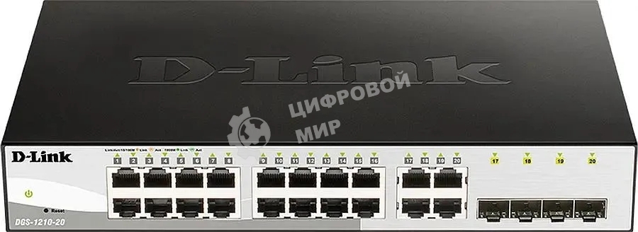 Коммутатор управляемый L2 D-Link DGS-1210-26/FL2A с 24 портами 10/100/1000Base-T и 2 портами 1000Base-X SFP