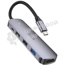 Разветвитель USB-C Hoco HB27 4порт. серый
