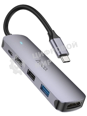 Разветвитель USB-C Hoco HB27 4порт. серый