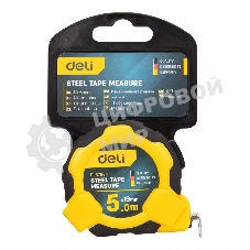 Рулетка Deli DL3796 5мx19мм, Автостоп, ударопрочный корпус, метрическая
