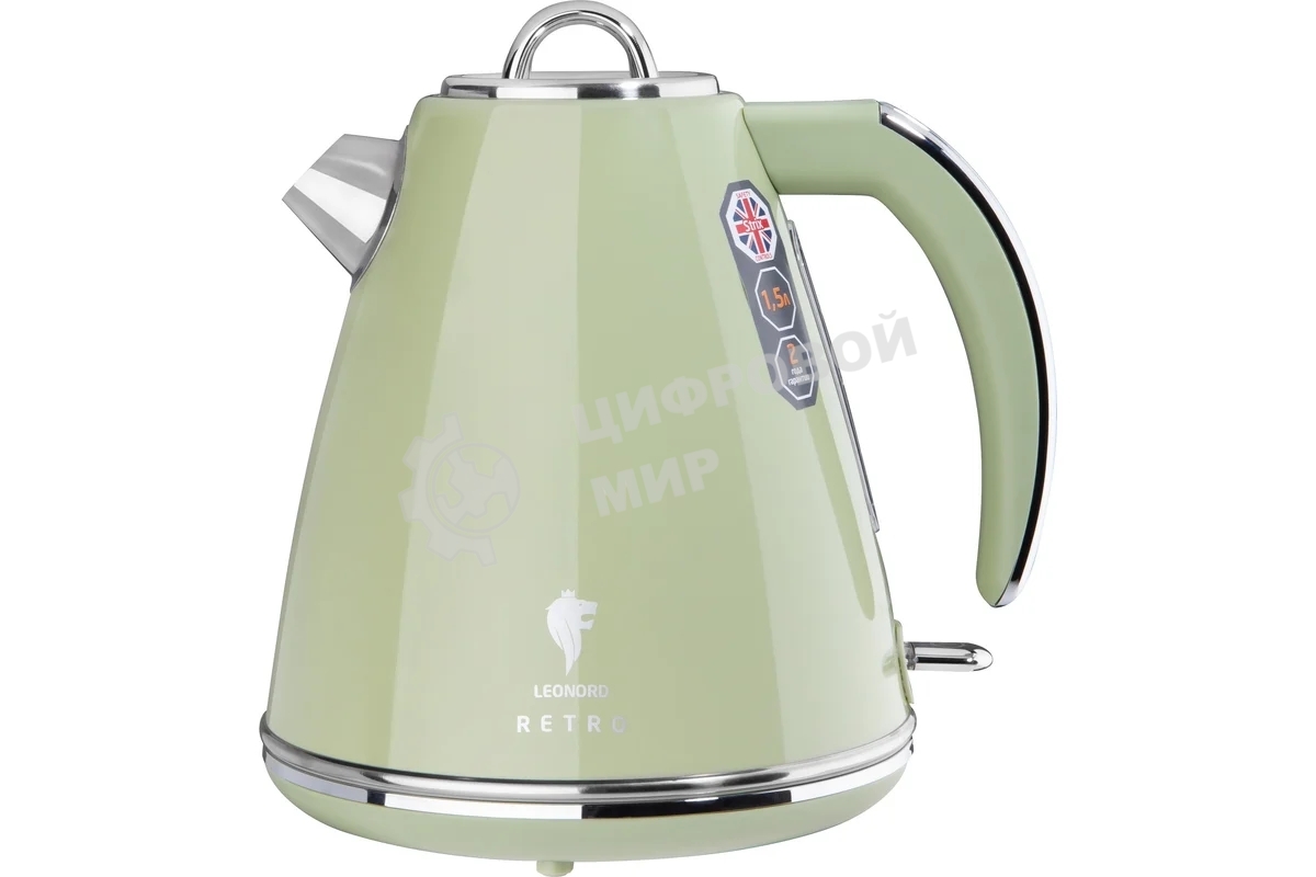 Чайник электрический LEONORD LE-1906/2 RETRO, 2200 Вт, 1.5 л, оливковый