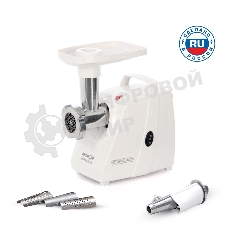 Мясорубка электрическая Аксион М33.04 белый, 1500 Вт, 1.7 кг/мин, реверс, защита от перегрузки, насадки - 2