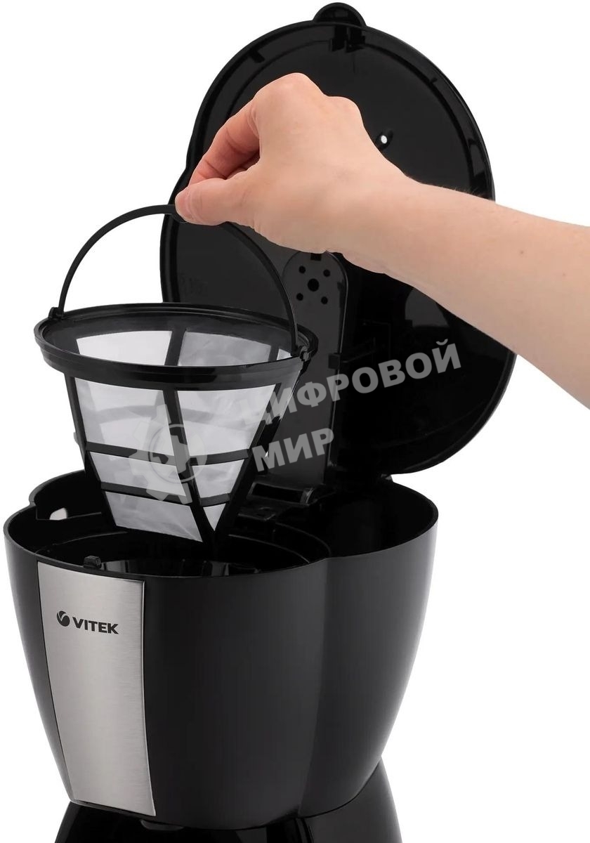 Кофеварка капельная Vitek VT-1503 черный, исп. кофе - молотый, 1.2 л, 900 Вт.