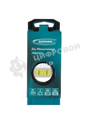 Уровень Gross 33653 алюминиевый, магнит., фрезерованный, 3 глазка, 0,5 мм/м, 1000 мм