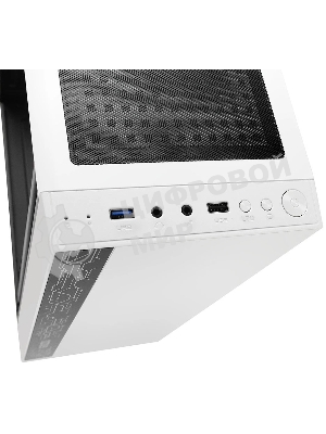 Компьютерный корпус Ginzzu A390 белый Window RGb подсветка 1хUSB 3.0, 2хUSB 2.0, AU