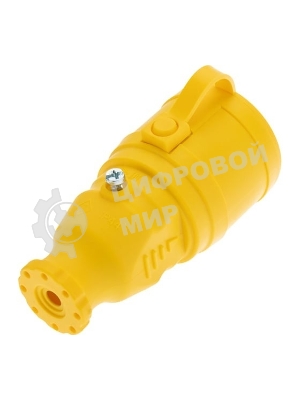 Розетка переносная влагозащищенная Rexant с крышкой, с/з, 16 А, IP44, каучук, желтый