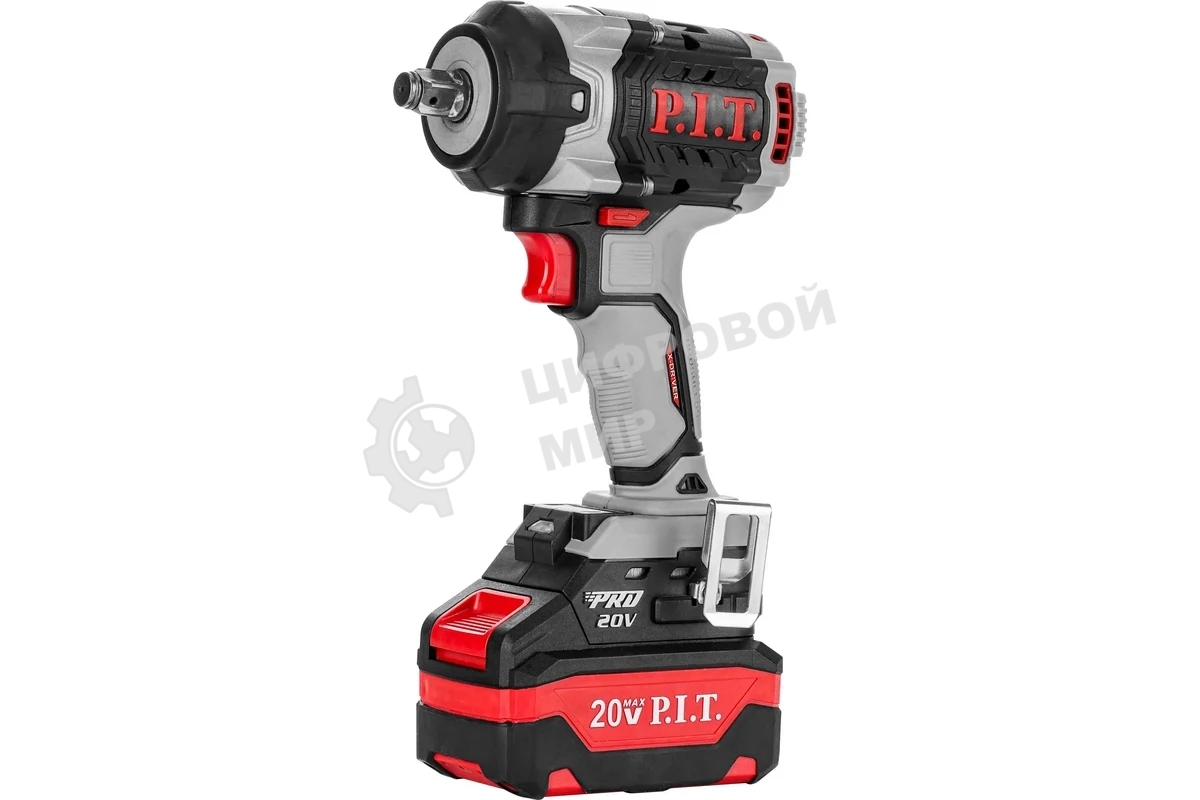 Гайковерт P.I.T. IMPACT аккум. бесщеточный PIW20H-600A/2 (20В, 600Нм, 1/2