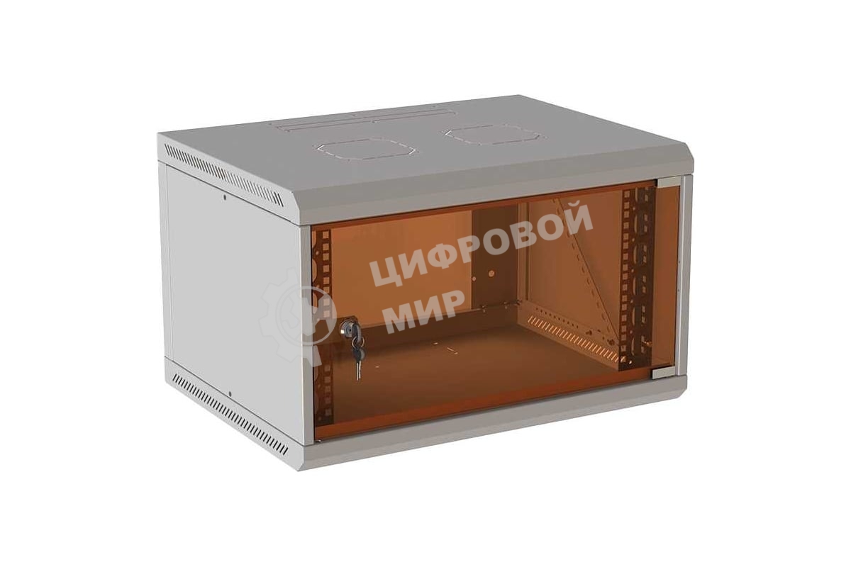 Шкаф коммутационный Suprlan (05-1093) настенный 12U 600x450 мм пер. дв. стекл направл. под закл. гайки 70 кг RAL 7035 385 мм 19 кг 500 мм