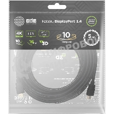 Кабель аудио-видео Cactus CS-DP-DP-1.4-10 DisplayPort (m)/DisplayPort (m) 10м. позолоч.конт. черный