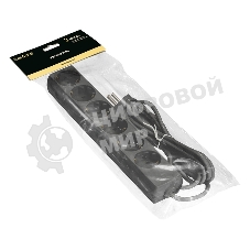 Удлинитель ExeGate ECE-6-3B (EX285831RUS), черный, 3 м, евровилка с заземлением, 6 евророзеток с заземлением, 2200 Вт