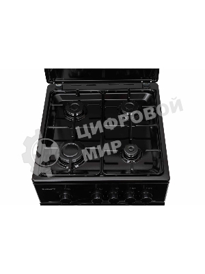 Плита газовая Kraft KF-FSK5301GbL черный, конфорок 4 газовых, духовка 58 л, 50 см x 85.5 см x 55.6 см