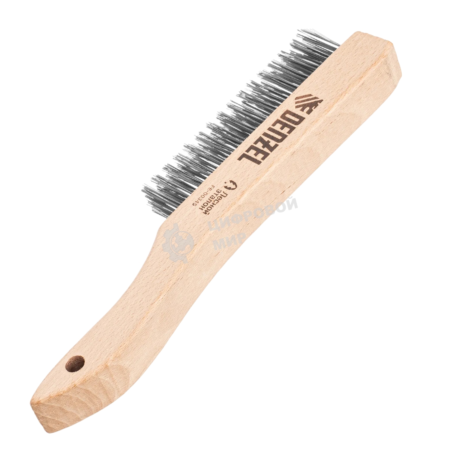 Щетка зачистная Denzel 4-х рядная, прямая проволока из нержавеющей стали с деревянной ручкой, EFP