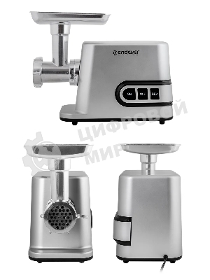 Мясорубка электрическая Endever Sigma-112 серебристый, 4500 Вт, 3 кг/мин, реверс, защита от перегрузки, металлический лоток, насадки - 5