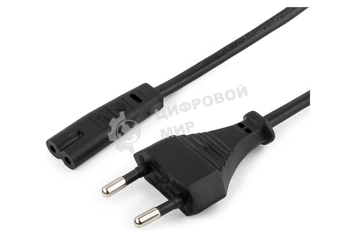 Шнур PowerCube ШВВП-АП 2*0,75 S52C7-250-2,5-1,8, черный, 1,8 м, S52 - C7, 2-pin