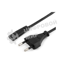 Шнур PowerCube ШВВП-АП 2*0,75 S52C7-250-2,5-1,8, черный, 1,8 м, S52 - C7, 2-pin