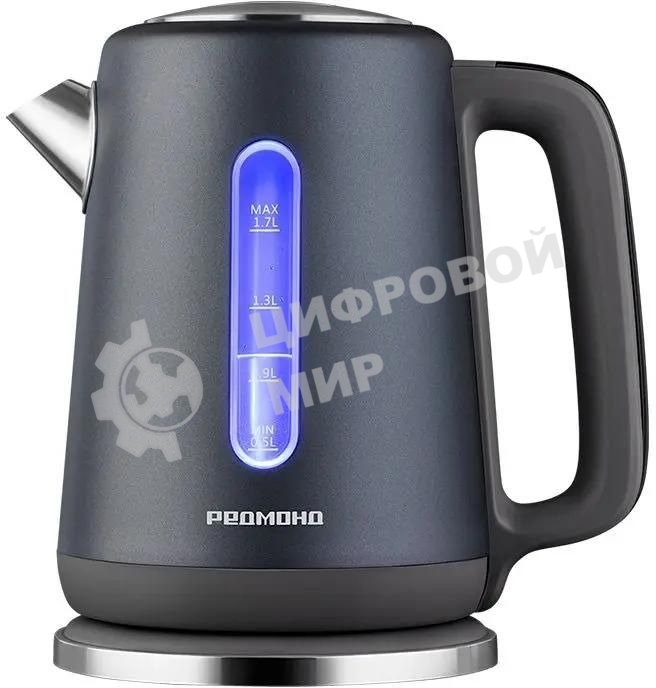 Чайник электрический Redmond KM238 1.7л. 2200Вт серо-голубой корпус: стекло