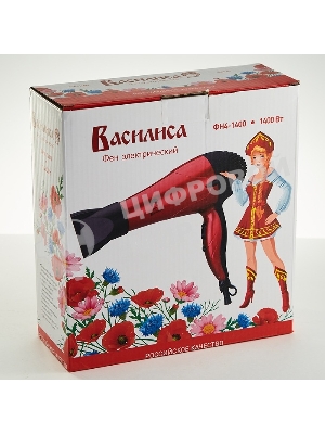 Фен ВАСИЛИСА ФН4-1400 черный с красным: 1400Вт, холодный обдув