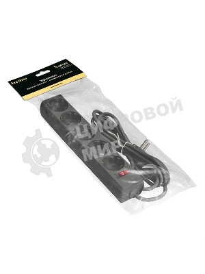 Удлинитель ExeGate EC-5-5B (EX279358RUS), черный, 5 м, евровилка с заземлением, 5 евророзеток с заземлением, 2200 Вт