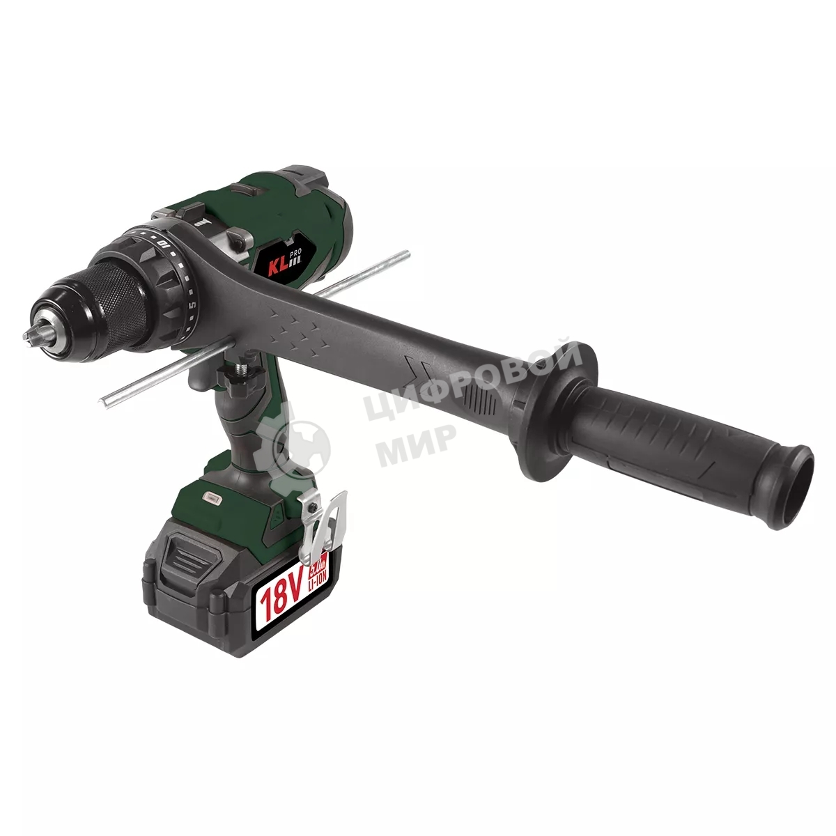 Профессиональный аккумуляторный бесщеточный ударный шуруповерт Klpro KLDM18BHX-20 (18В, Li-ion-2шт, 2.0А·ч, 150Нм, 2 скорости, подсветка, магнитная бита,З/У,в кейсе)