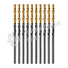 Сверло по металлу Denzel 2 мм, HSS-Tin, Golden Tip, 10 шт.