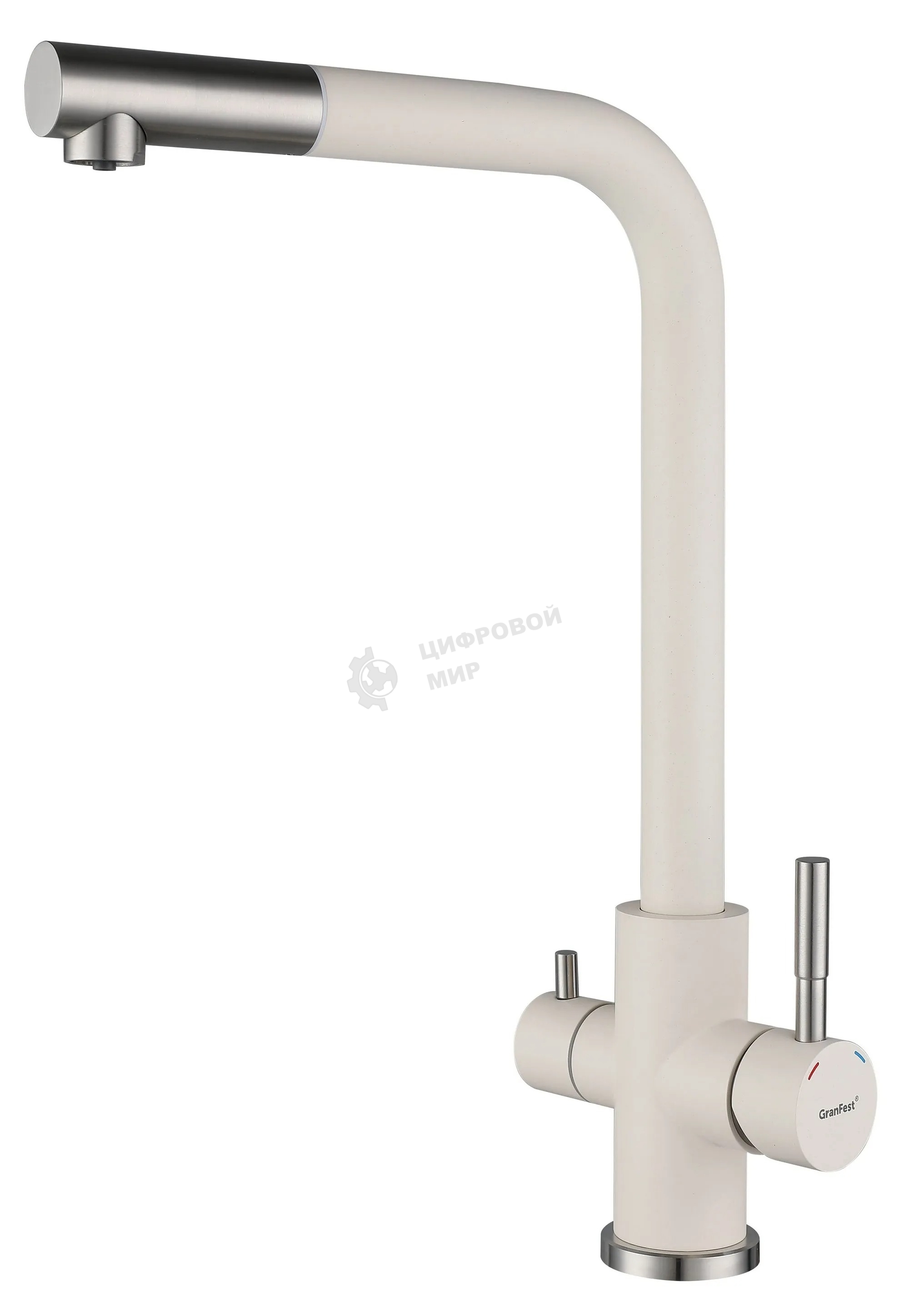 Кухонный смеситель GranFest Quarz GF-Z-5421, Г-образный, кран под фильтрованную воду, белый