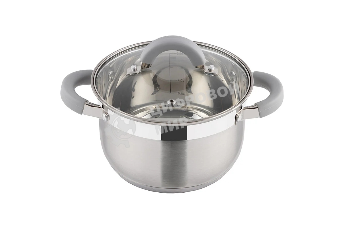 Кастрюля MALLONY Felicita нержавеющая сталь, со стеклянной крышкой, 2,9 л, d-18