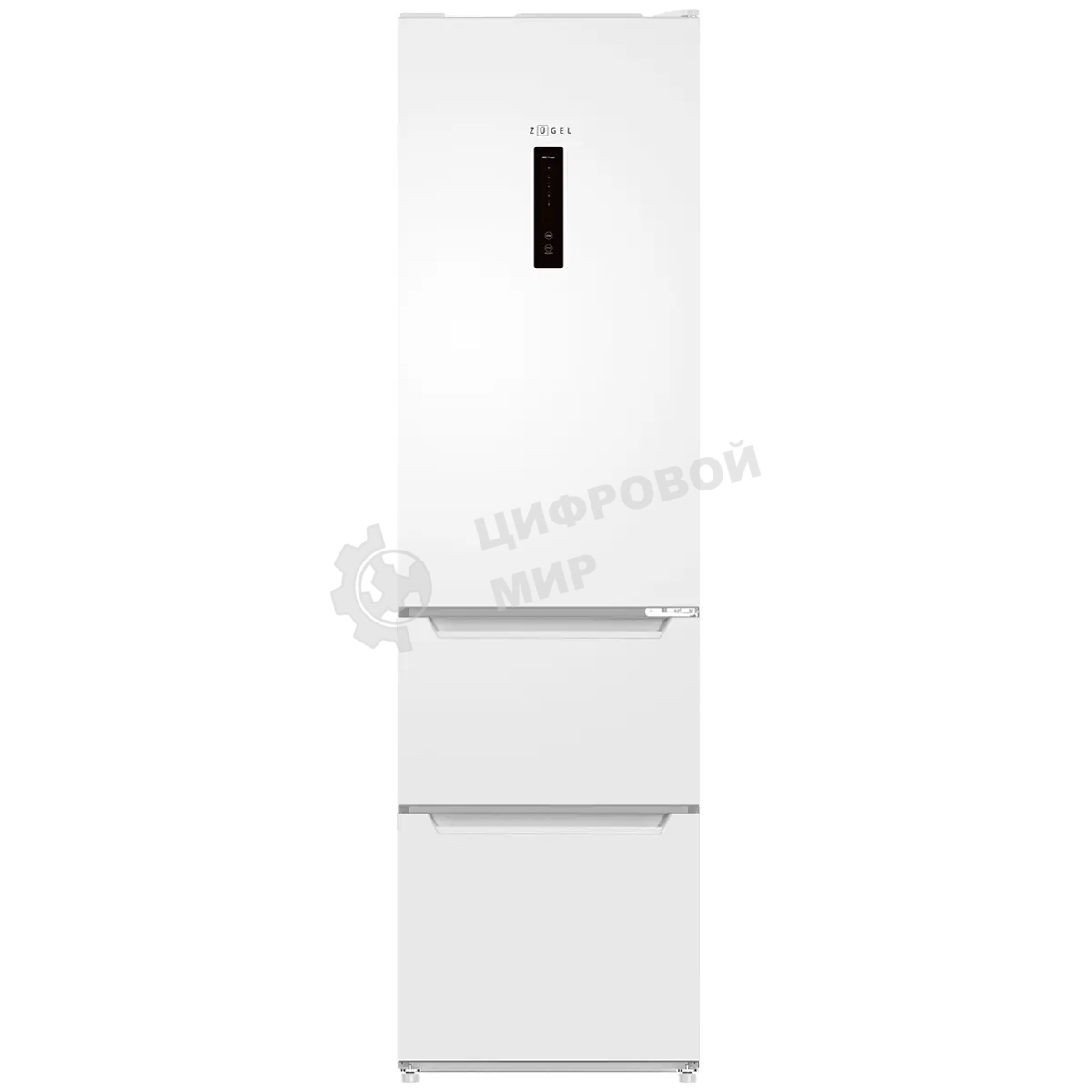 Холодильник Zugel ZRFD200W белый трехкамерный 197/85л морозилка снизу, No Frost
