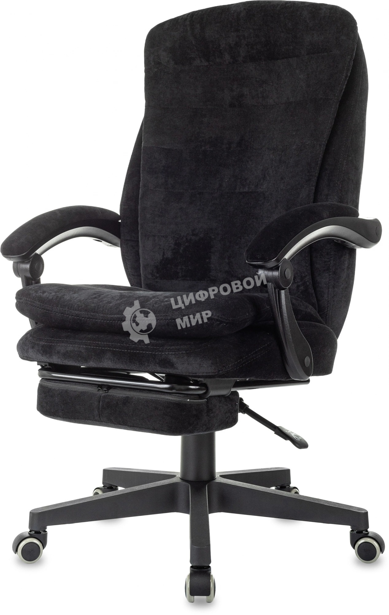 Кресло руководителя Бюрократ T-9950MSG-F Fabric черный Light-20, крестов. пластик, подст. для ног