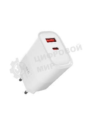 Сетевое зарядное устройство MORE CHOICE NC81a СЗУ 1USB+1Type-C 3.0A PD 20W+ QC3.0, белый