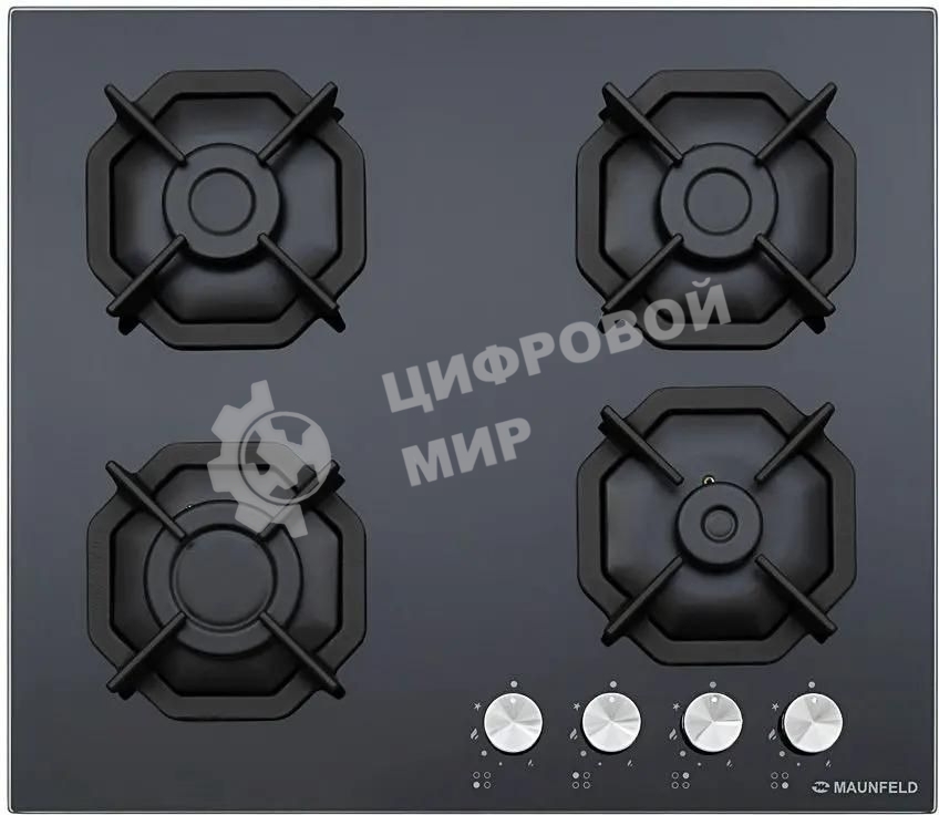 Газовая варочная панель Maunfeld EGHG.64.2CB/G, 4 конфорки, закаленное стекло, черный